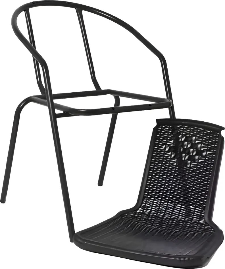 Kerti rakásolható szék, fekete, acél/műanyag, FRENY