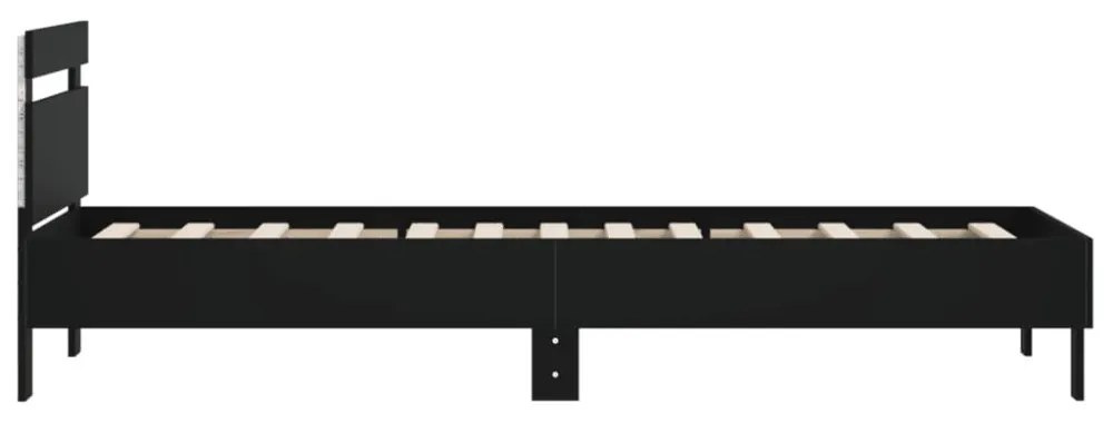 fekete ágykeret fejtámlával és LED-világítással 100 x 200 cm