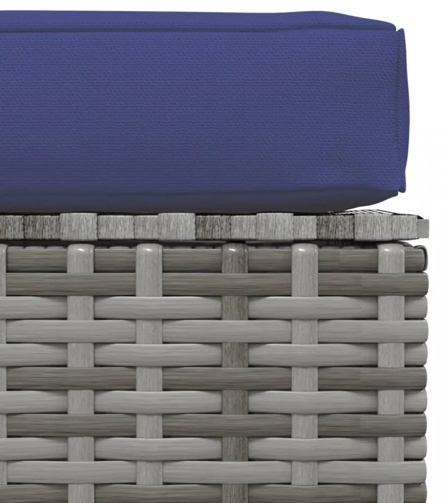 szürke polyrattan kerti lábtartó párnával 70 x 70 x 30 cm