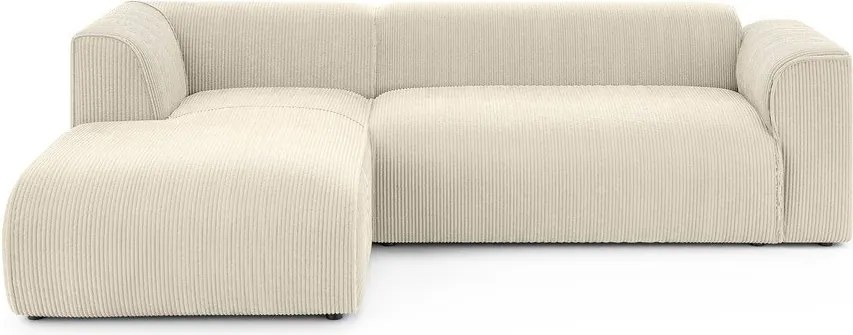 Bézs kordbársony sarokkanapé (bal oldali-heverő résszel) Merid – Ropez