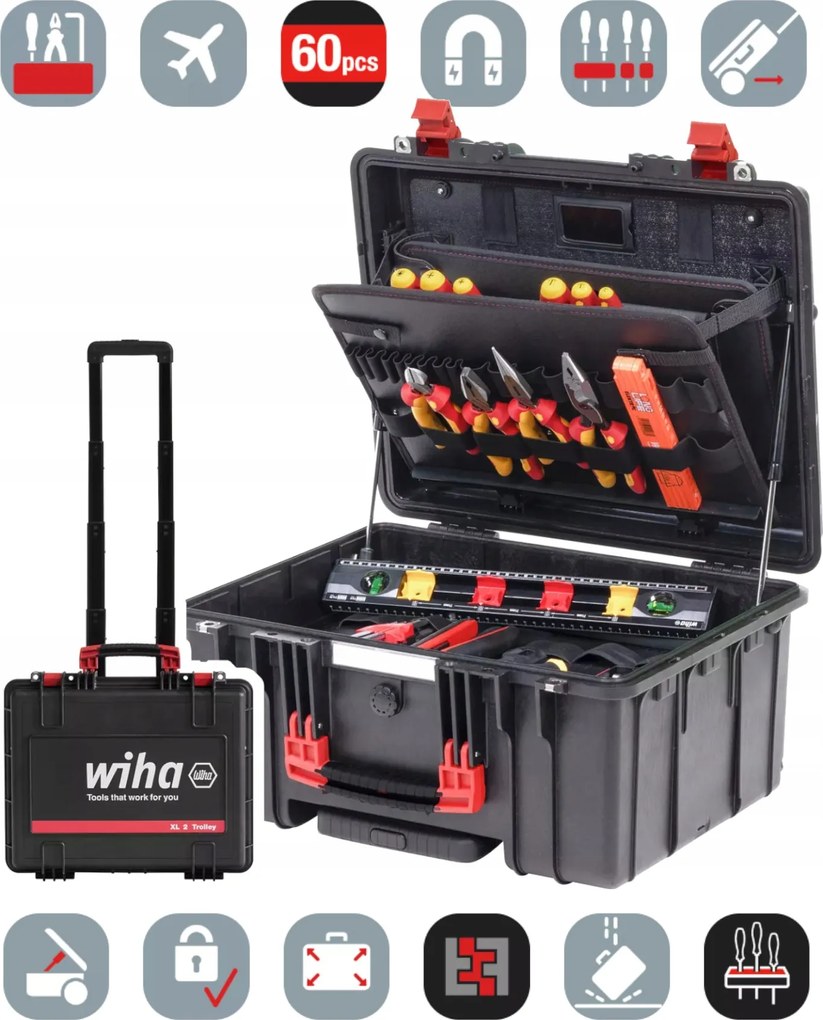 Wiha Szerszámos koffer villanyszerelők számára XL2 Trolley 60cz, 45795