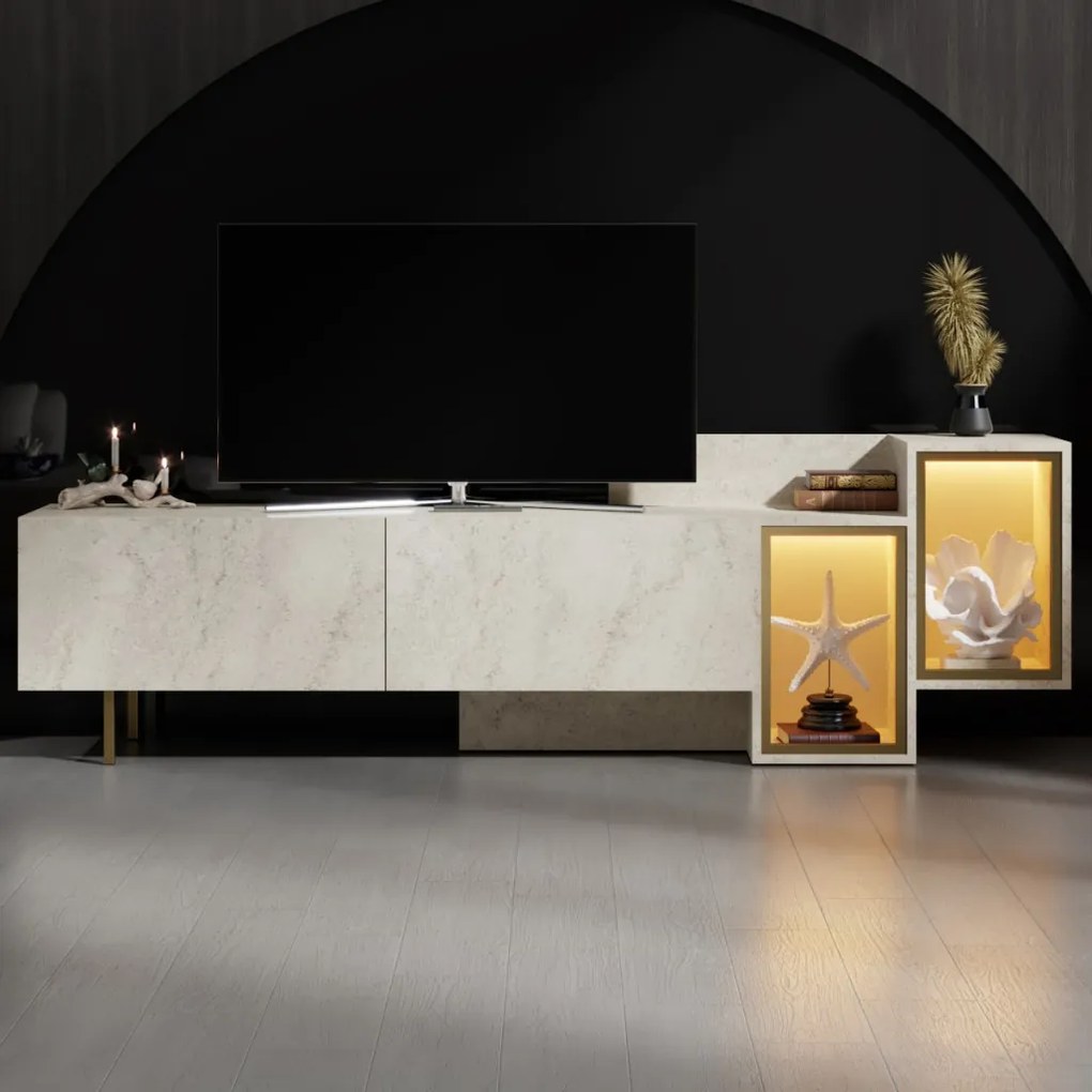 Tenon TV-állvány, travertin-arany, 10 cm