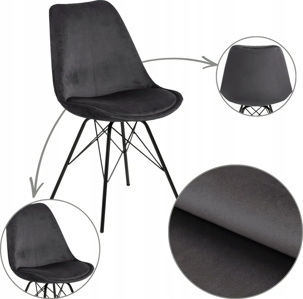 Étkezőszék Sötétszürke konyhai kényelmes kárpitozott háttámlával