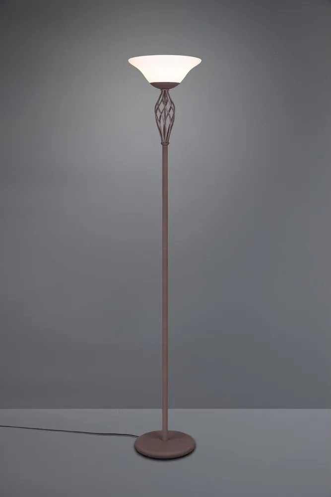 Sötétbarna állólámpa üveg búrával (magasság 180 cm) Rustica – Trio