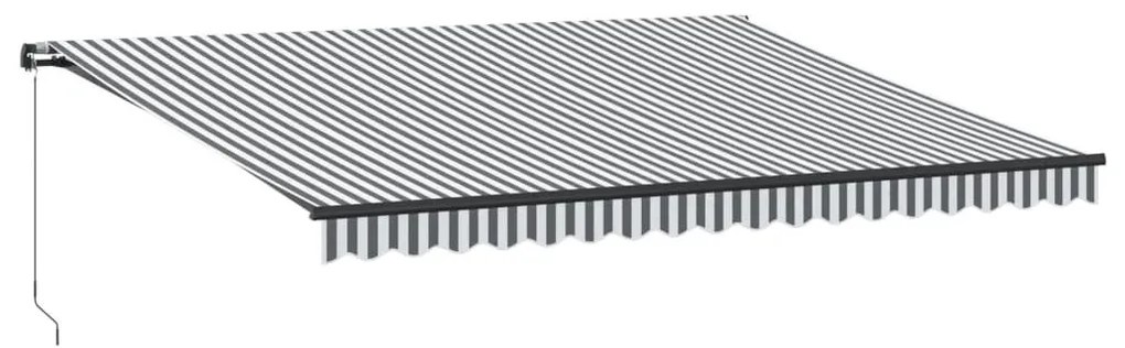 antracitszürke és fehér kézzel kihúzható napellenző 450x350 cm
