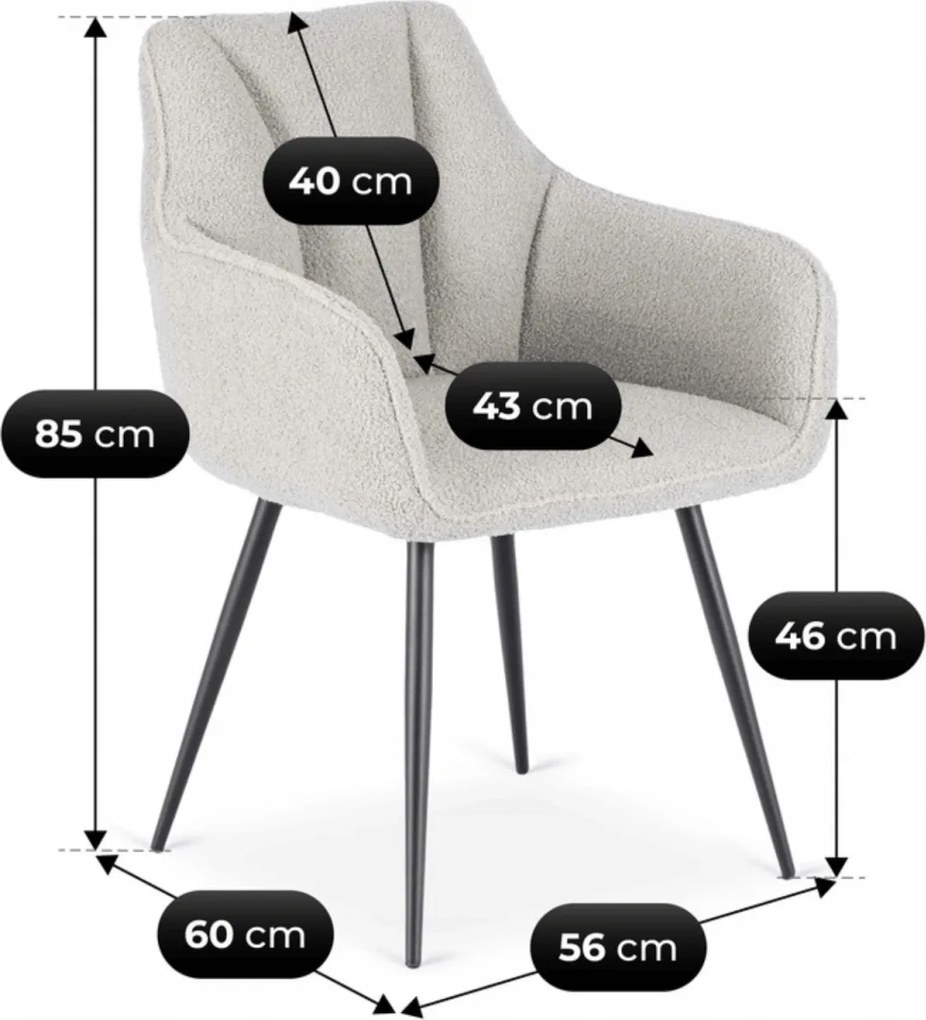 Szék szürke színben, bouclé kárpittal. NAWARA