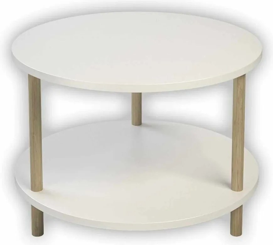 Dohányzóasztal, fehér, Ø60 cm – Peka-0008