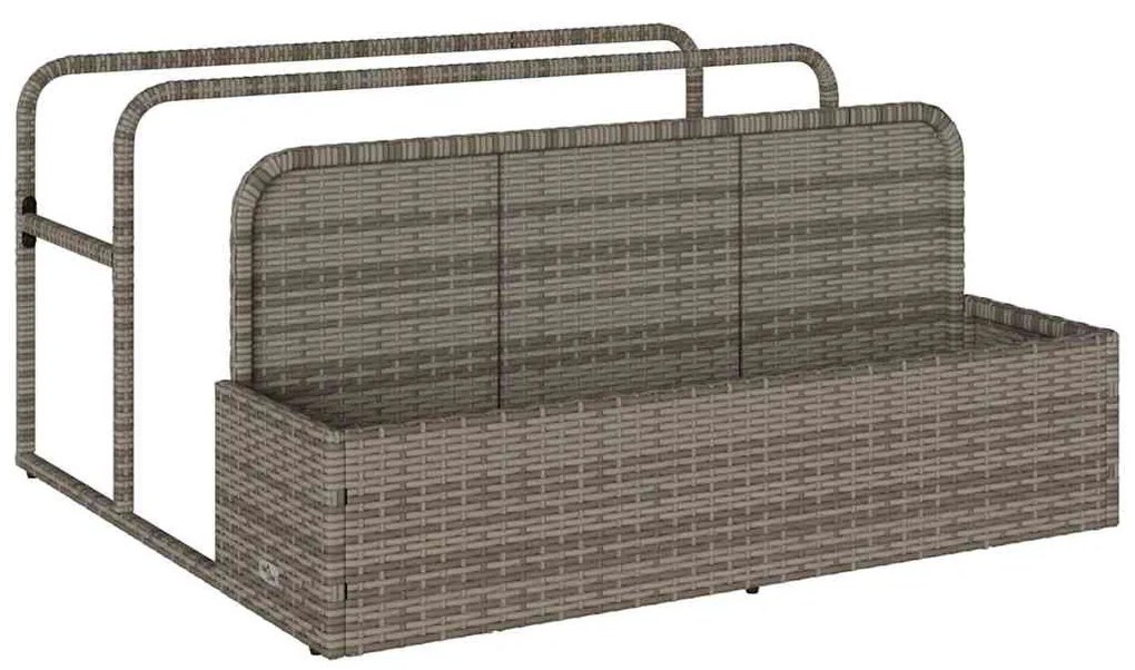 szürke polyrattan medence melletti úszótároló 110x100x57 cm