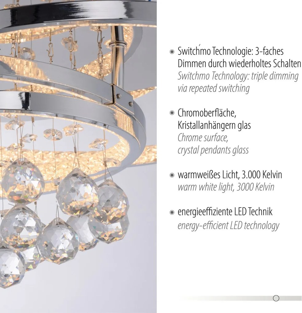 Paul Neuhaus glamour modern mennyezeti lámpa rotazo króm pln6267-17