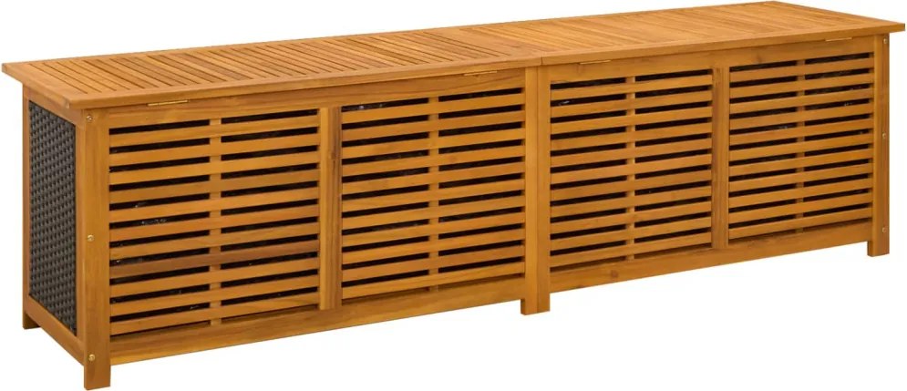 vidaXL Kerti Tároló Doboz 185 L Tömör Akácfa 200 x 50 x 56 cm Fekete