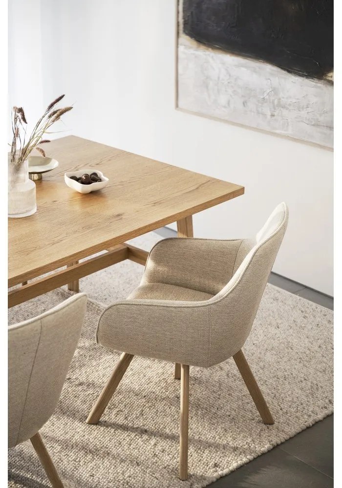 Natúr színű étkezőasztal tölgyfa dekorral 100x220 cm Plainfield – Rowico