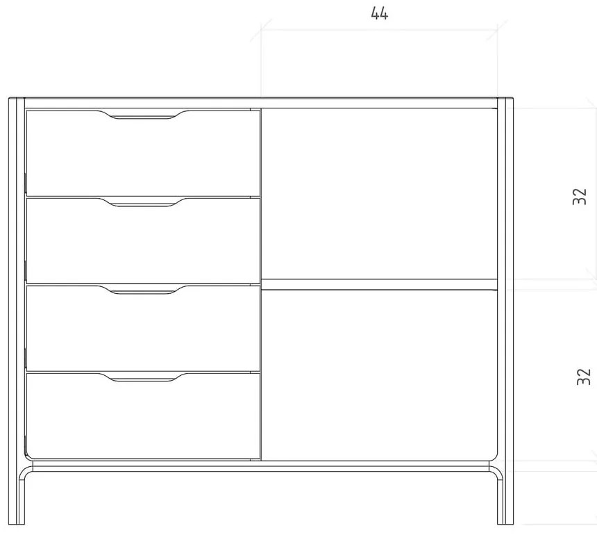 Natúr színű tölgyfa alacsony komód 95x80 cm Twig – The Beds