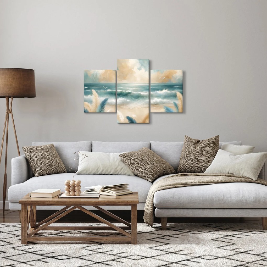 Kép – Festett strand lágy színekben (90x60 cm)
