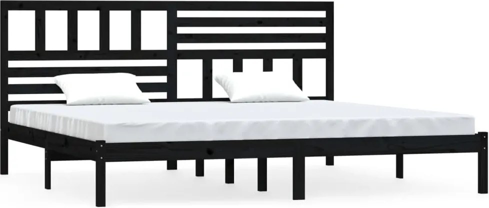 vidaXL fekete tömör fenyőfa ágykeret 200 x 200 cm