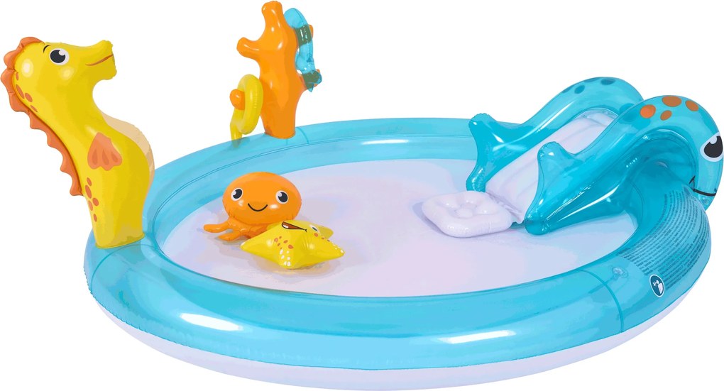 Felfújható medence ovális Vízi játszótér Tengeri Állatok 200 x 152 cm