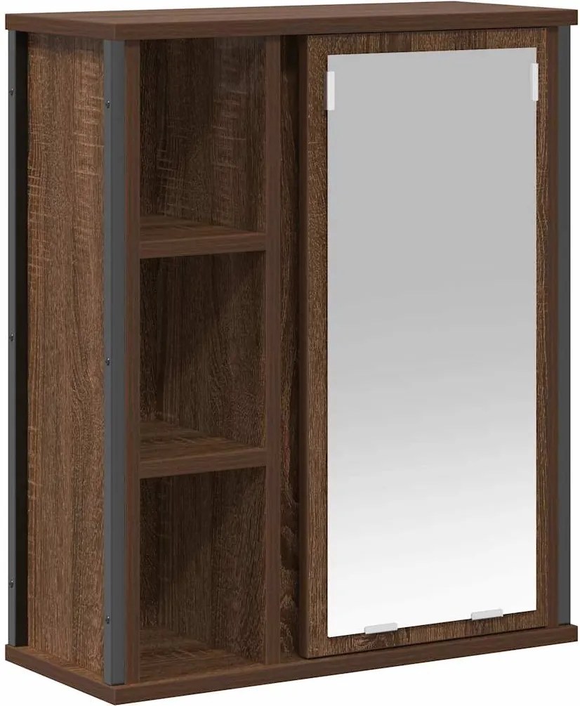 vidaXL barna tölgy fürdőszoba fali szekrény tükörrel 50x21x60 cm