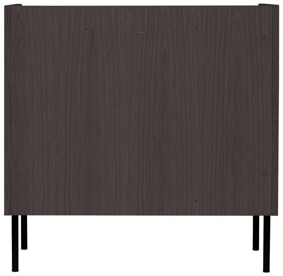 Fekete magas komód tölgyfa dekorral 80x82 cm Wrap – Bonami Selection