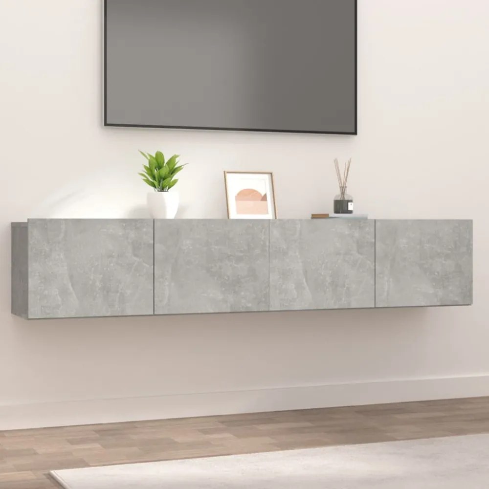 2 db betonszürke szerelt fa TV-szekrény 80 x 30 x 30 cm
