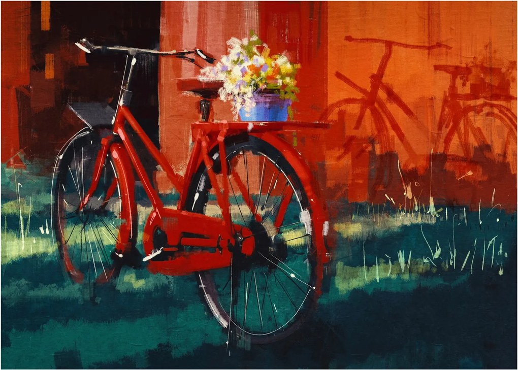 Piros kerék képe, akril festés (70x50 cm)