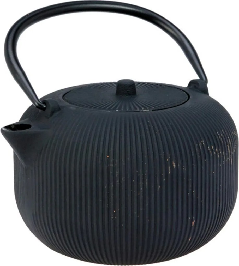 Öntöttvas Teás Kanna Ajándékba Tea És Gyógynövények Főzéséhez, Fekete Teás Kanna 1 L