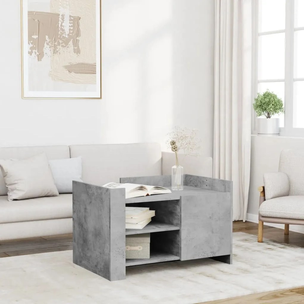 Betonszürke szerelt fa dohányzóasztal 80 x 50 x 50 cm