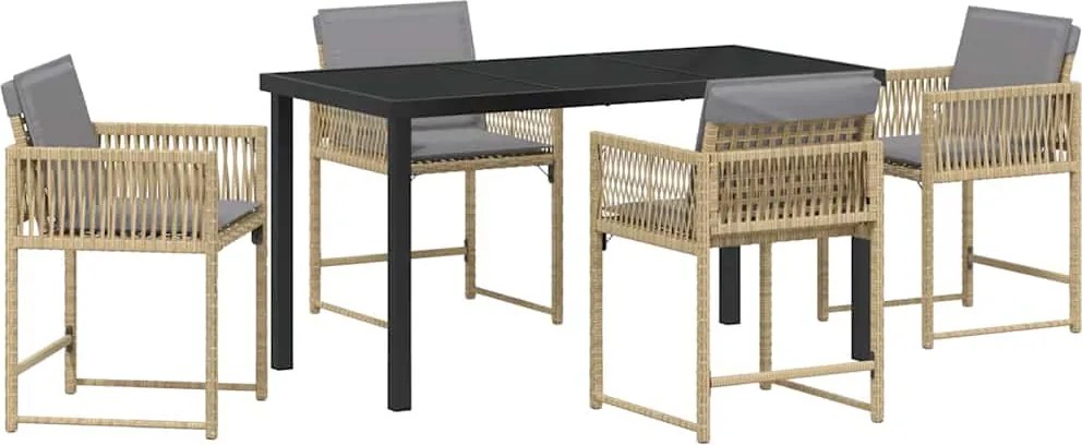 vidaXL Kert étkező szett 5 pcs Bézs polirattan