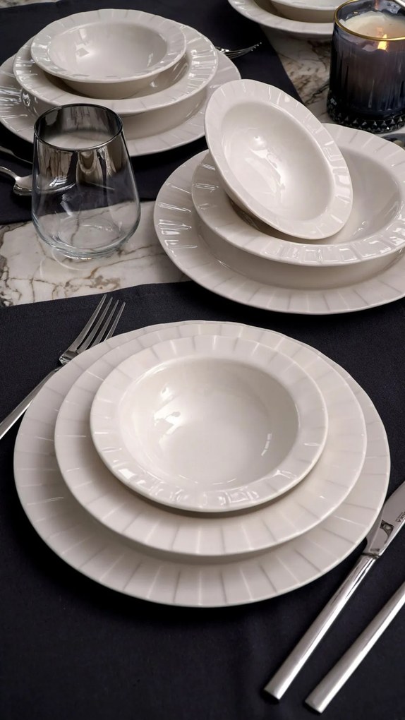 18 részes porcelán étkészlet fehér