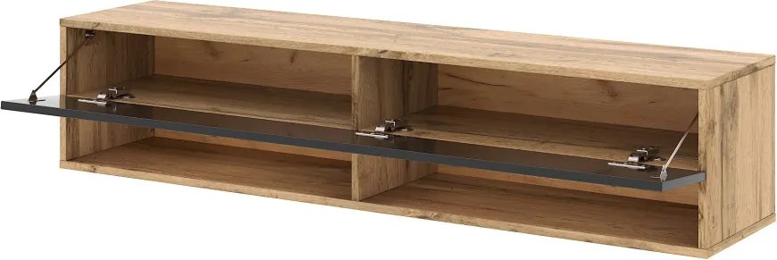 TV szekrény 140 cm 1 ajtós Wotan tölgy / fekete magasfény színkombinációban – DERBY