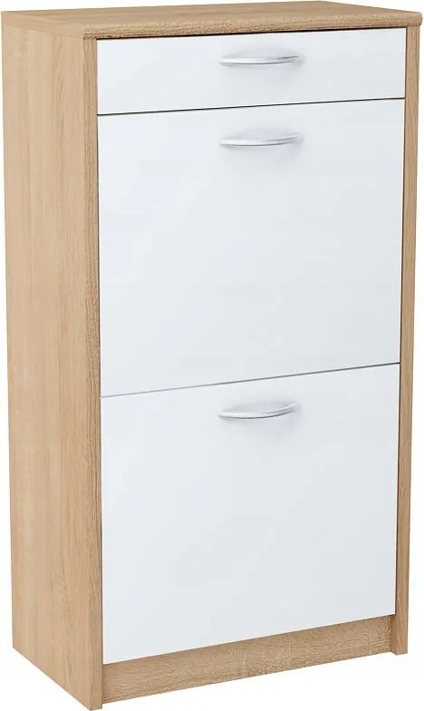 Cipősszekrény, Polcos, sonoma tölgy/fehér