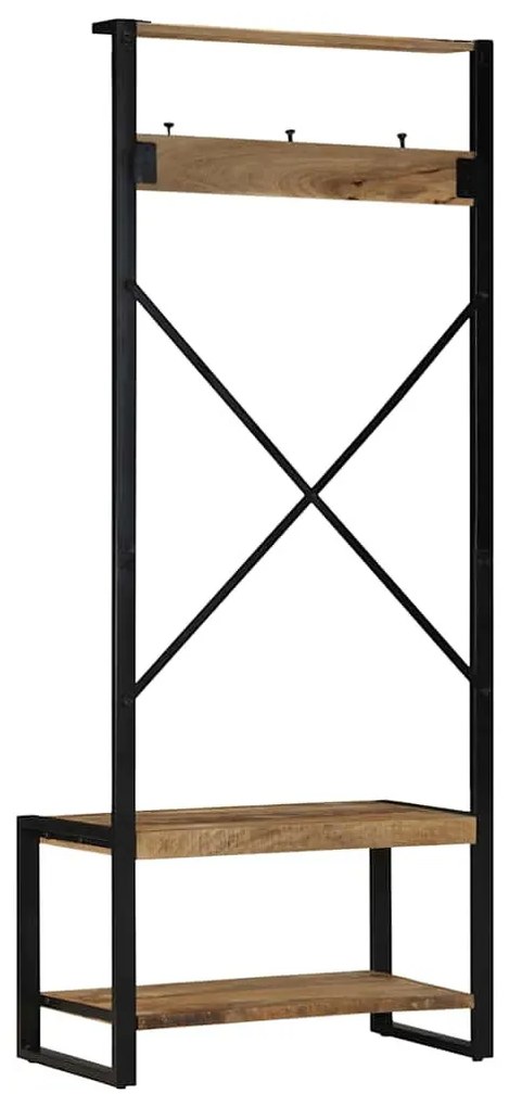 tömör nyers mangófa ruhatartó állvány 80x40x190 cm