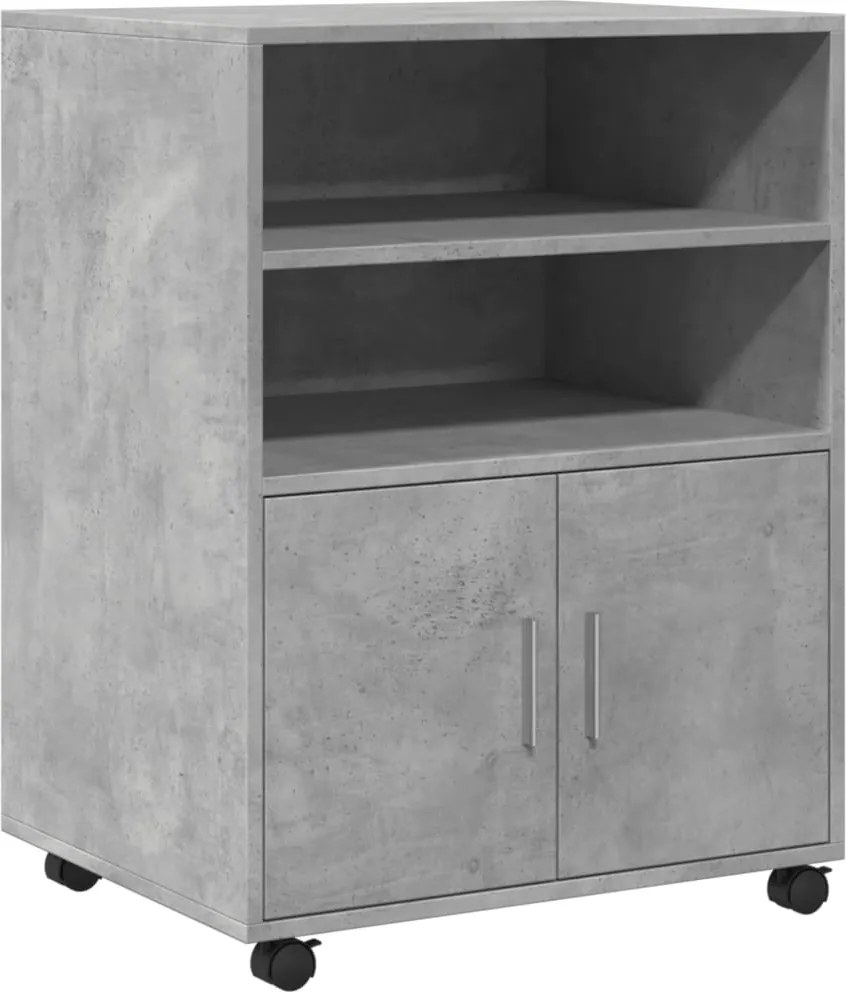 vidaXL betonszürke szerelt fa kerekes szekrény 60 x 48 x 81 cm