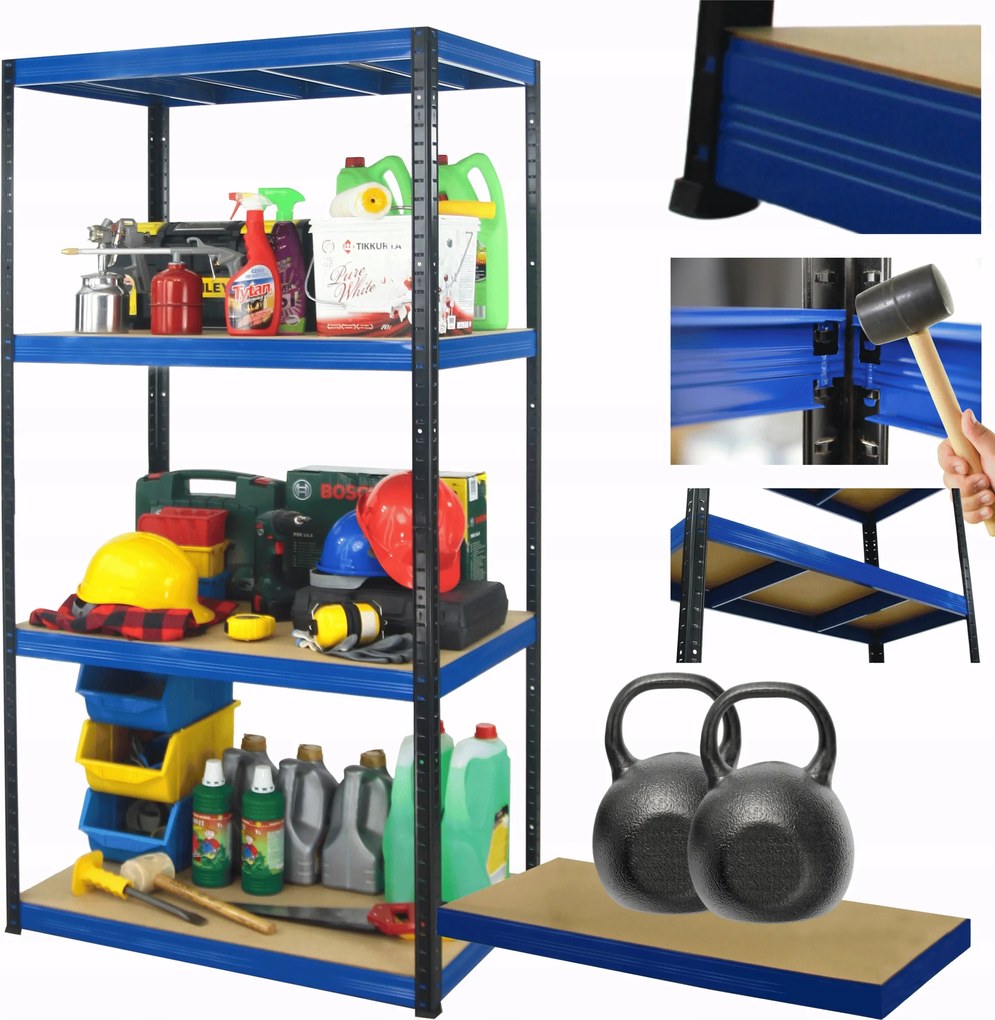 Fém tároló állvány garázs állvány Helios 180x100x60cm 4Px275kg Pl