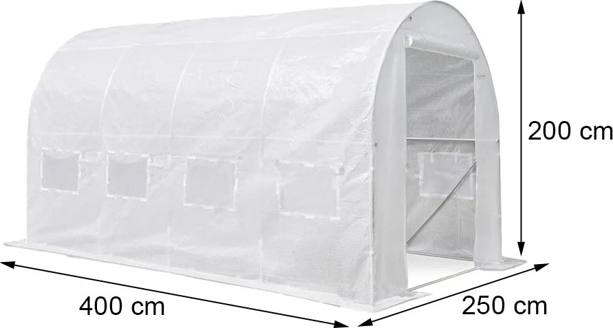 Melegház fólia 200x250x400 cm váz nélkül fehér