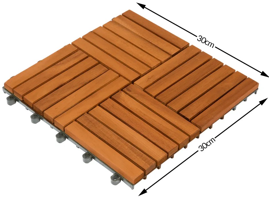 Casaria® Quatro mozaikás fa járólapok - 11 darabos készlet, 30x30 cm