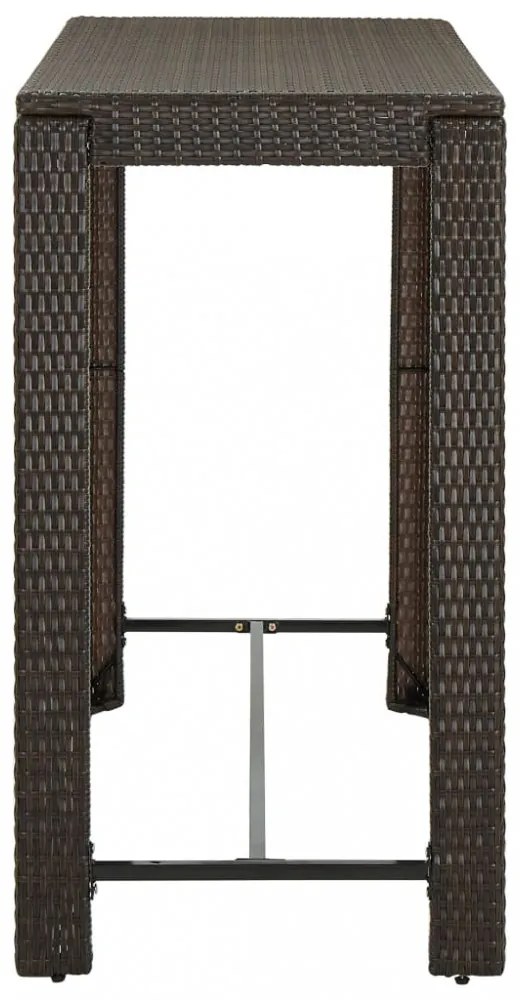 barna polyrattan kerti bárasztal 140,5 x 60,5 x 110,5 cm