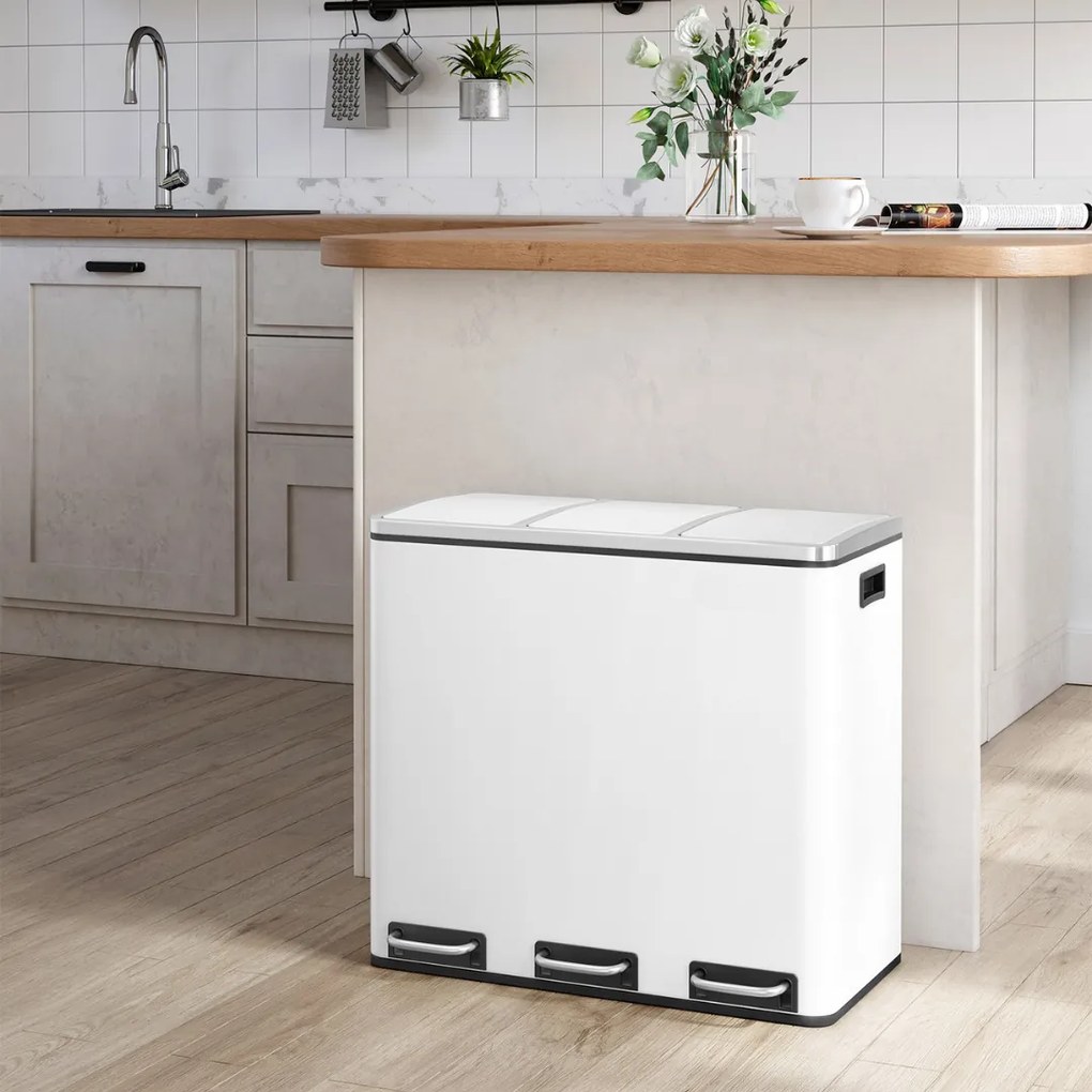 Jurhan SORT szelektív hulladékgyűjtő, 54l (3x18l) + hulladékgyűjtő zsákok, fehér