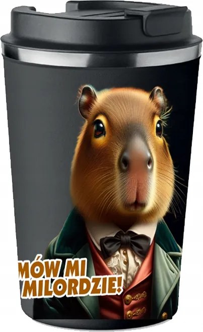 Prémium Termo Bögre fekete ajándék Vicces Kapibara Szólj hozzám Milord K