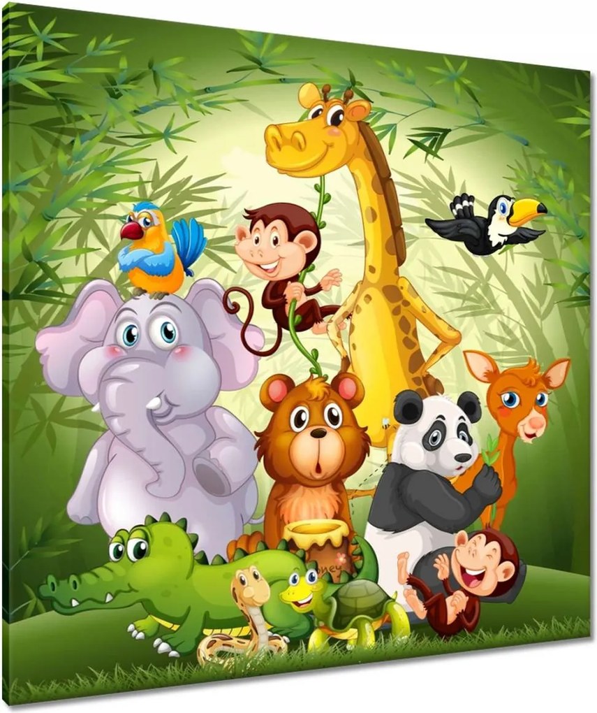 Vászonkép 80x80 Vidám állatok a dzsungelben