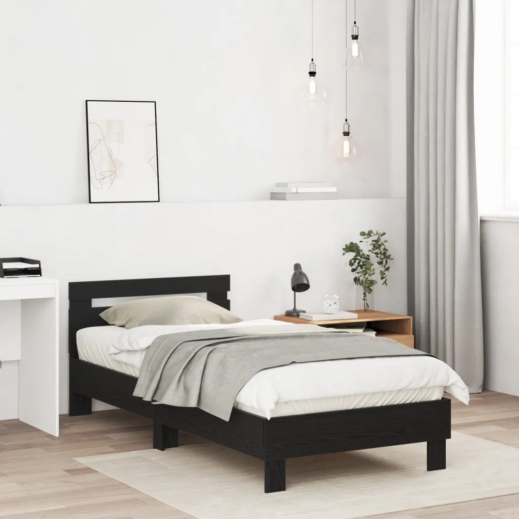 Fekete tölgyfa ágykeret Fekete tölgy Szerelt fa 90 x 200 cm