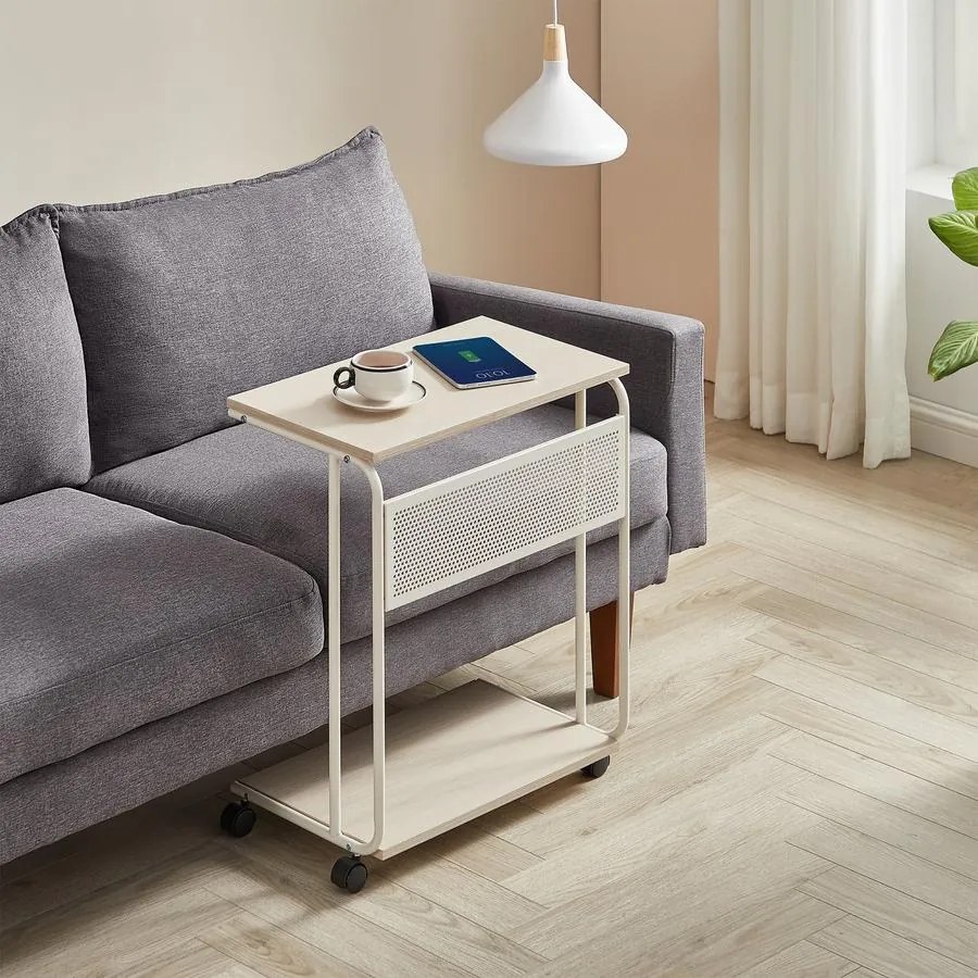 C-alakú kerekes oldalasztal 55x34x66cm bézs