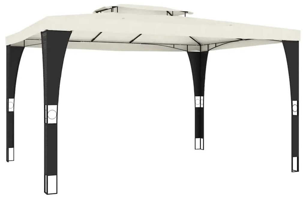 krémszínű acél dupla tetős pavilon 3,98 x 2,98 m