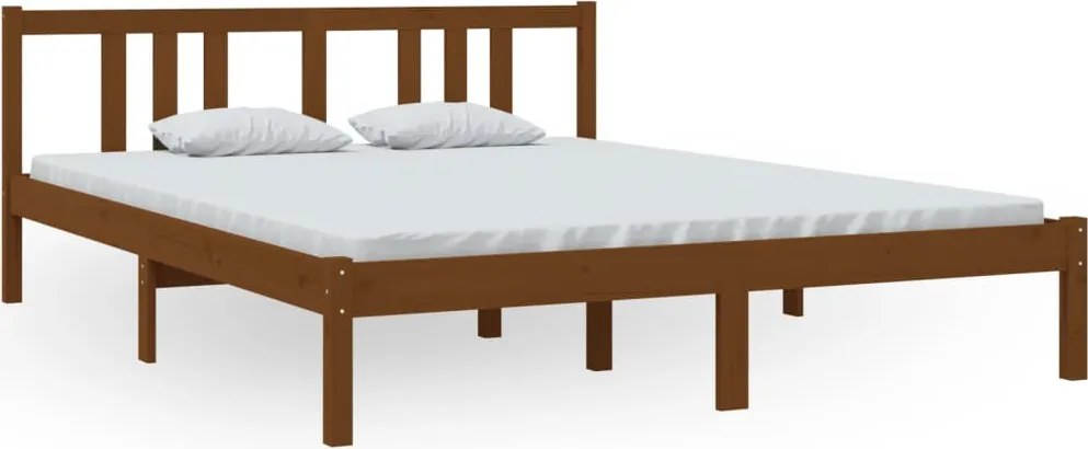 vidaXL King Size mézbarna tömör fa ágykeret 150 x 200 cm