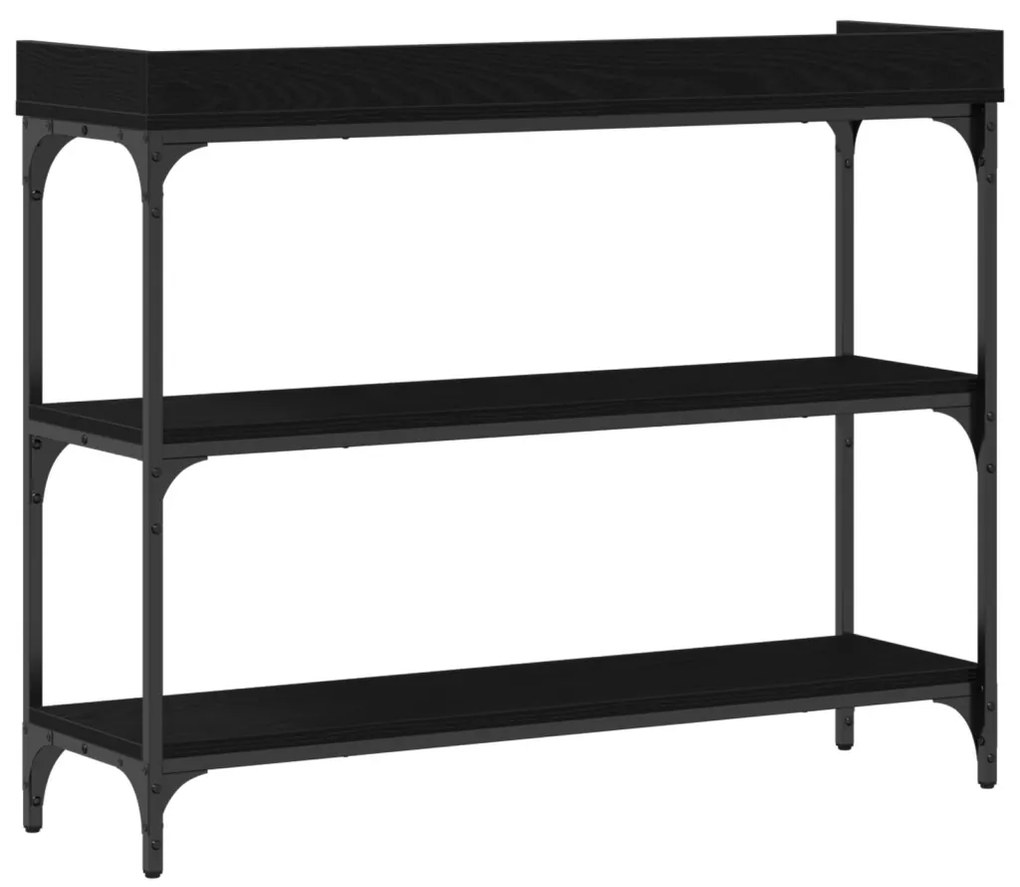 Konzolasztal Fekete Tölgy 100x30x80 cm Mérnöki Fa és Acél