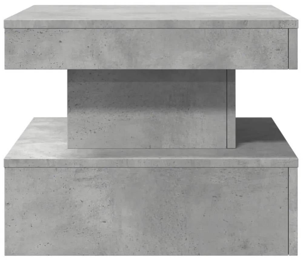 betonszürke dohányzóasztal LED-lámpákkal 50 x 50 x 40 cm