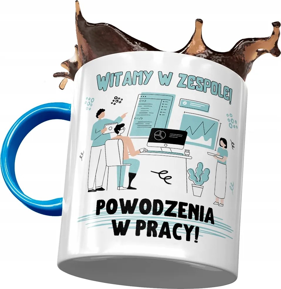 Kék üdvözlő bögre Munkahelyi üdvözlő bögre fényképes nyomtatással