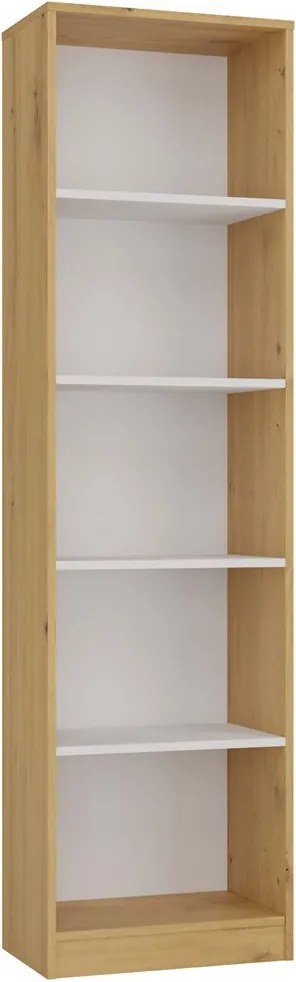 R50 polcos szekrény, 50x182x30 cm, tölgy-fehér