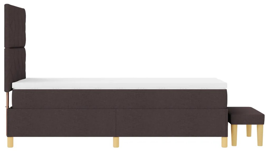 Boxspring ágy matraccal és paddal, sötétbarna, 100x200 cm, szövet