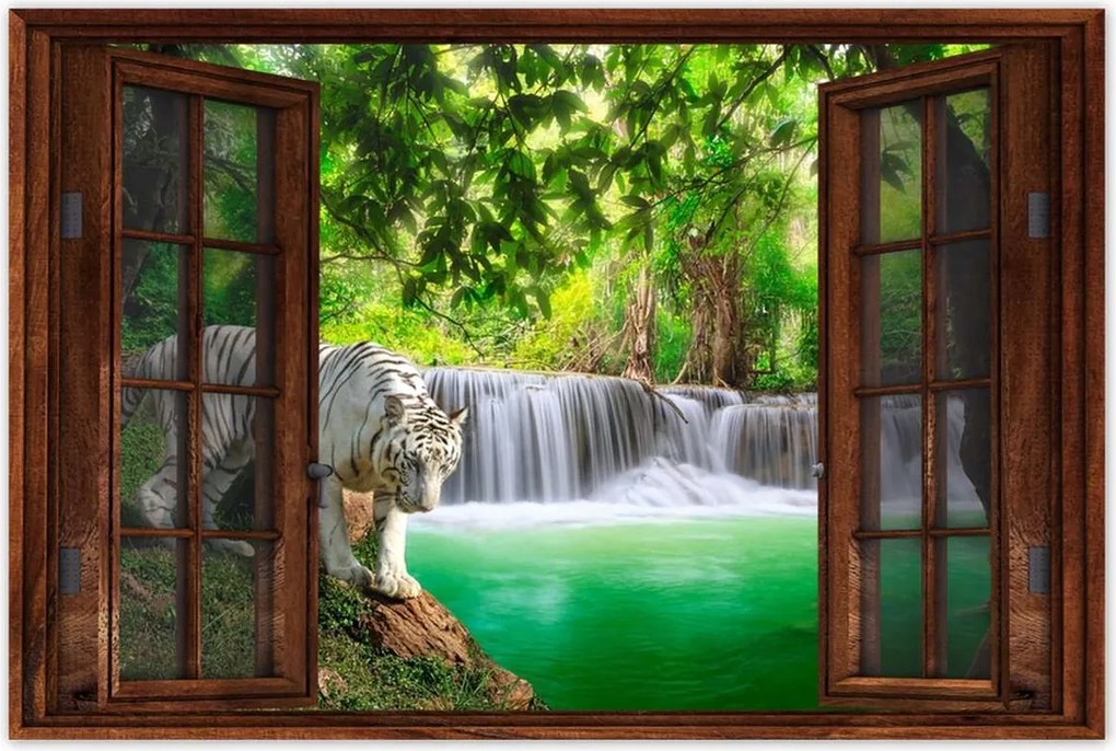 Poszterek 90x60 Tigris a vízesésnél