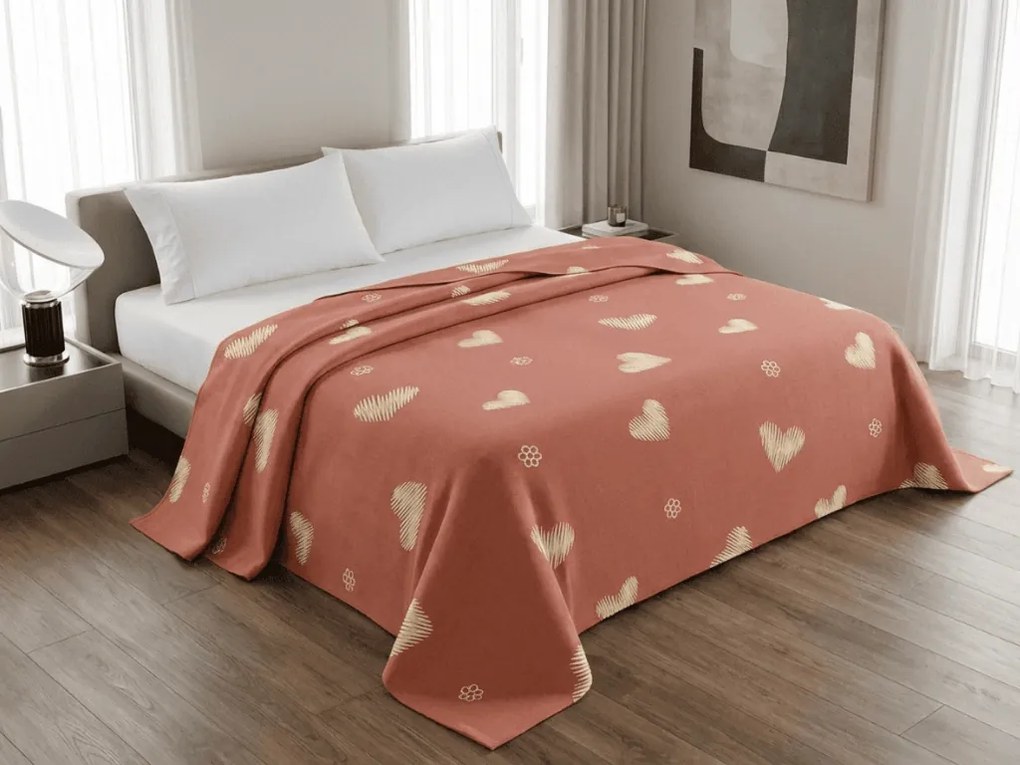 Ágytakaró ORANGE HEART, rózsaszín Méret: 170 x 210 cm