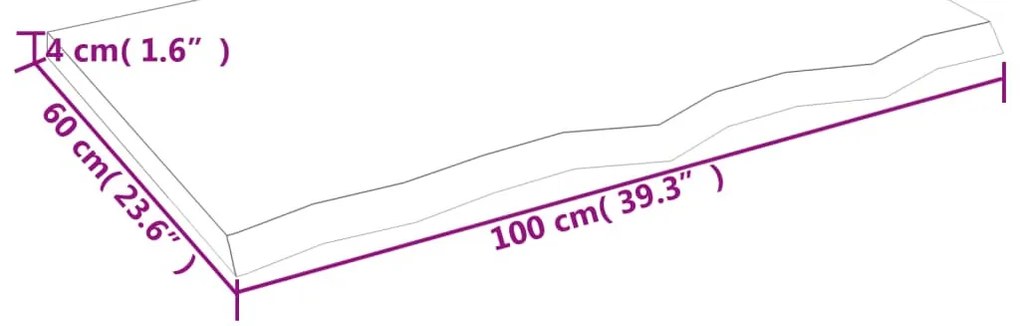 kezeletlen tömör fa fürdőszobai pult 100x60x(2-4) cm